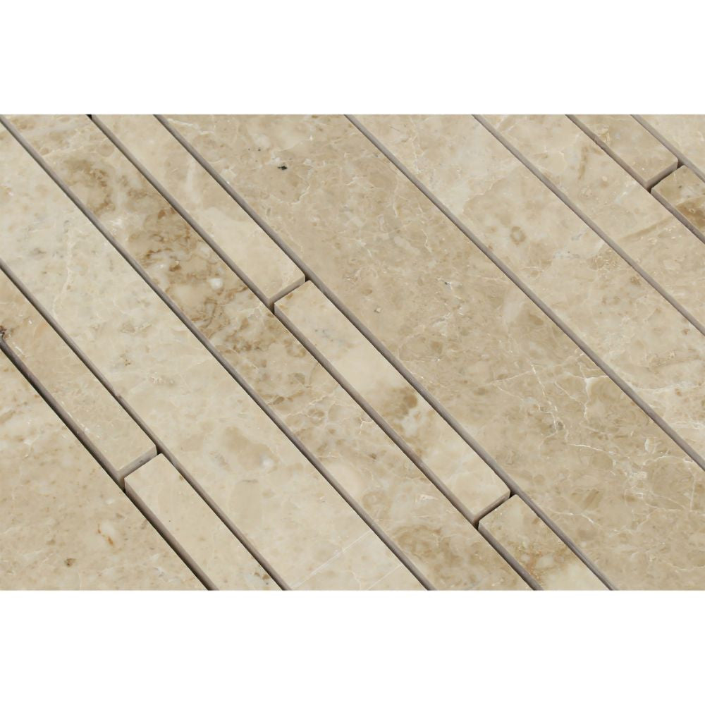 Cappuccino Polished Marble Random Strip Mosaic Tile - Tilephile