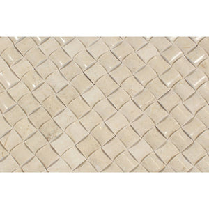 Crema Marfil Polished Marble 3-D Small Bread Mosaic Tile - Tilephile