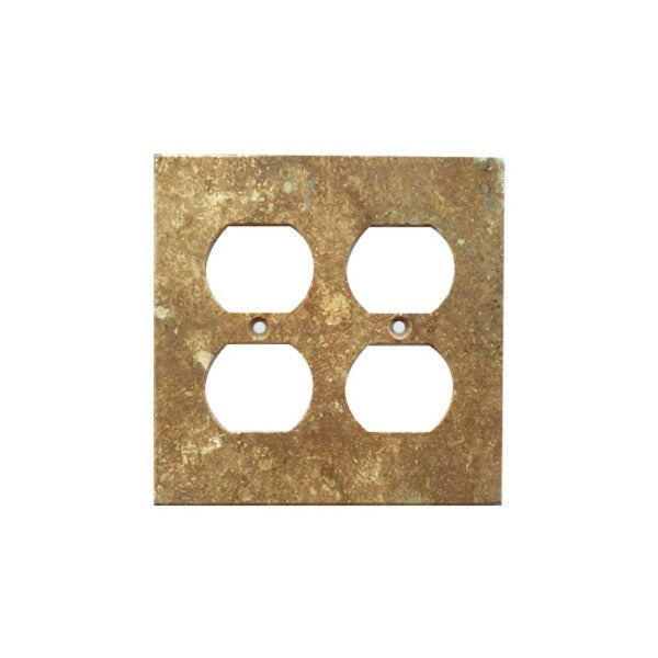 Dark Walnut Travertine 2 Duplex Switch Plate Cover - Travertine Wall Plate