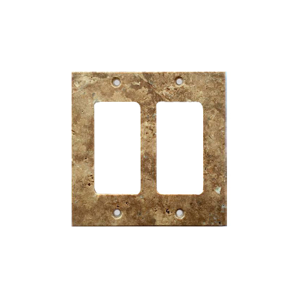 Dark Walnut Travertine 2 Rocker Switch Plate Cover - Travertine Wall Plate