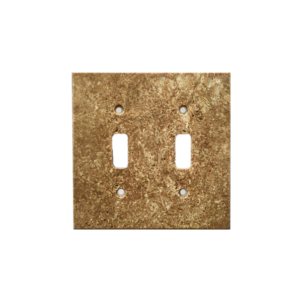 Dark Walnut Travertine 2 Toggle Switch Plate Cover - Travertine Wall Plate