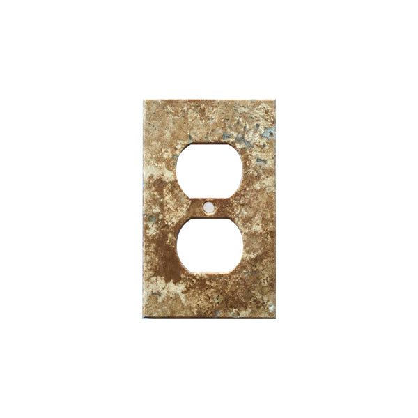 Dark Walnut Travertine Single Duplex Switch Plate Cover - Travertine Wall Plate