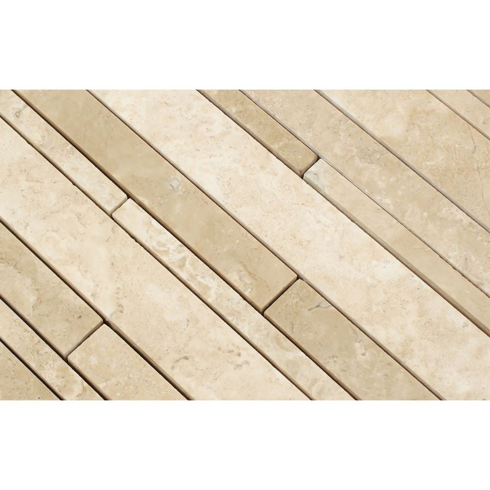 Durango Honed Travertine Random Strip Mosaic Tile - Tilephile