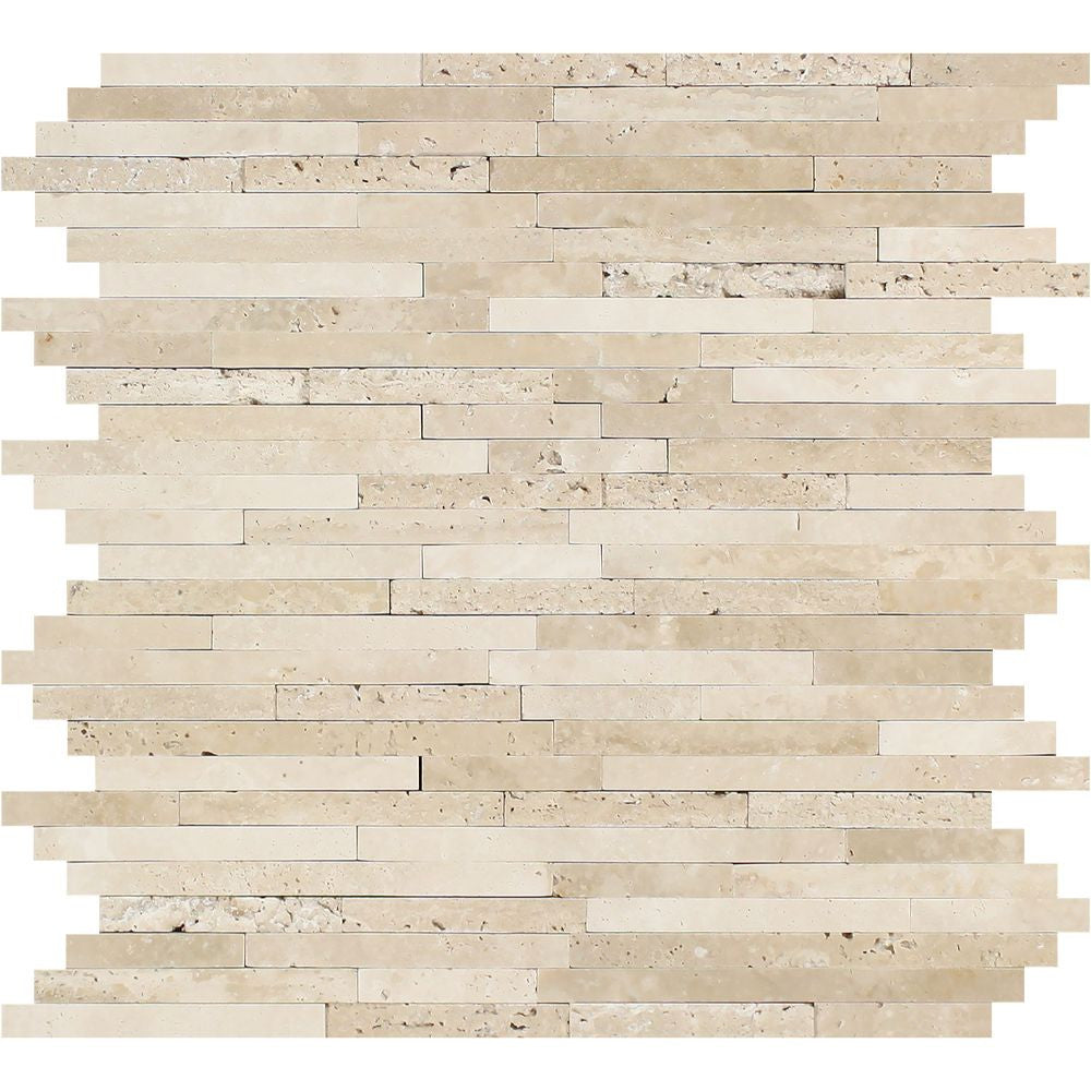 Durango Honed Travertine Small Random Strip Mosaic Tile - Tilephile