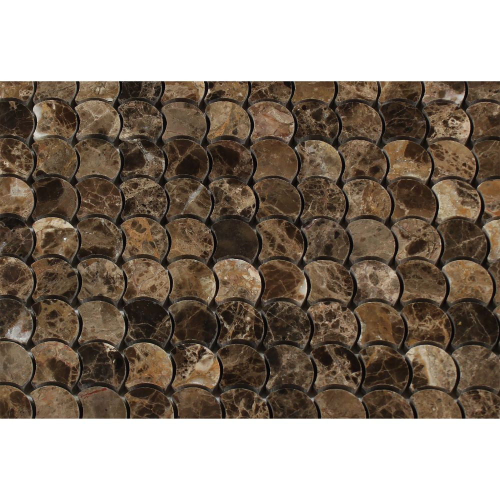 Emperador Dark Polished Marble Raindrop Mosaic Tile - Tilephile