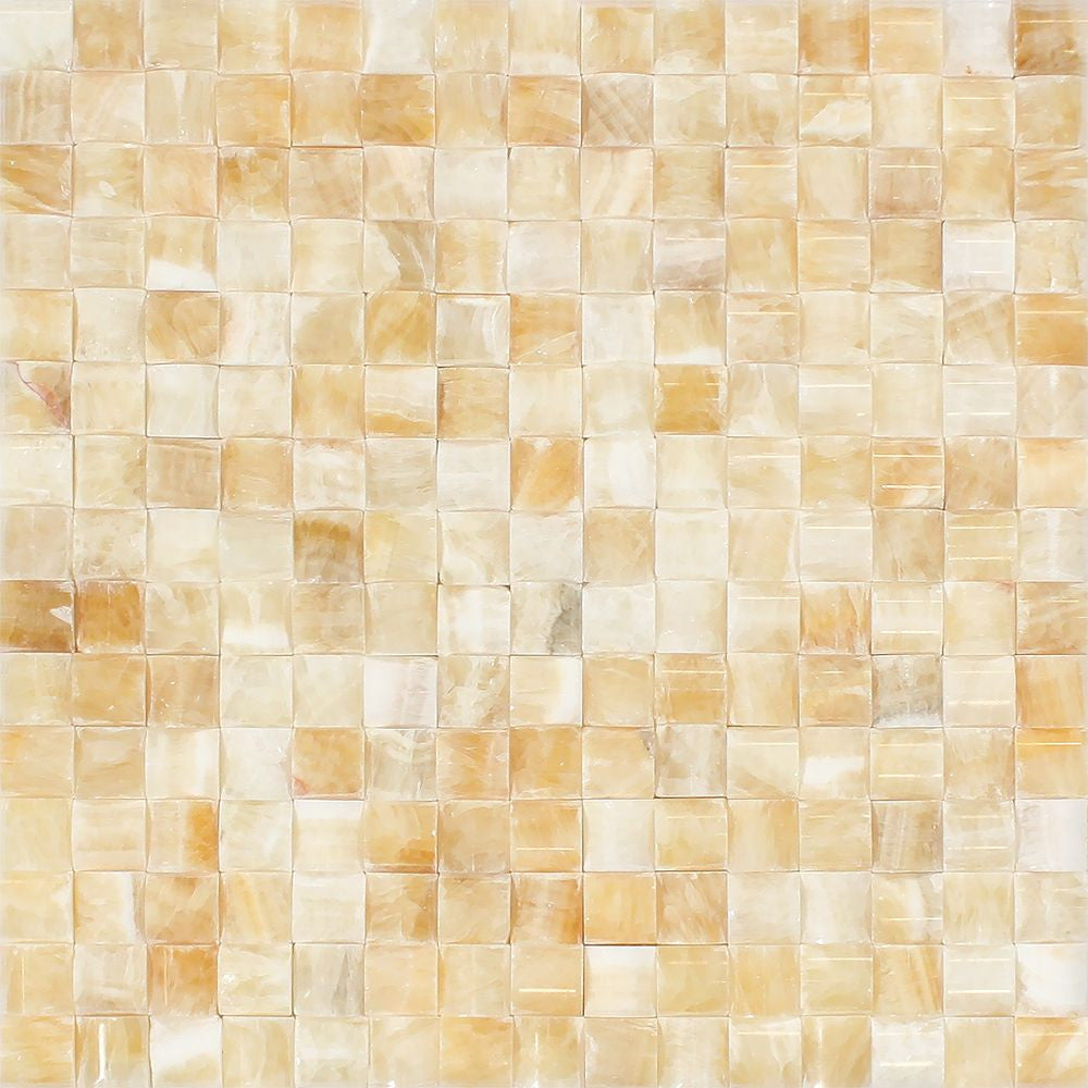 Honey Onyx Polished 3-D Small-Bread Mosaic Tile - Tilephile
