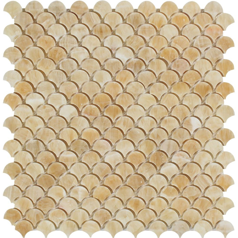 Honey Onyx Polished Raindrop Mosaic Tile - Tilephile