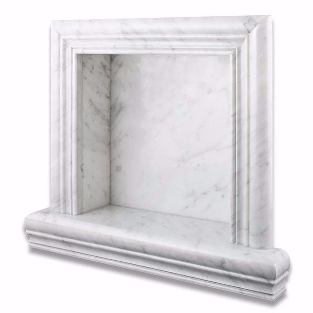 Bianco Carrara Marble Polished Hand-Made Custom Shampoo Niche / Shelf - Small - Tilephile