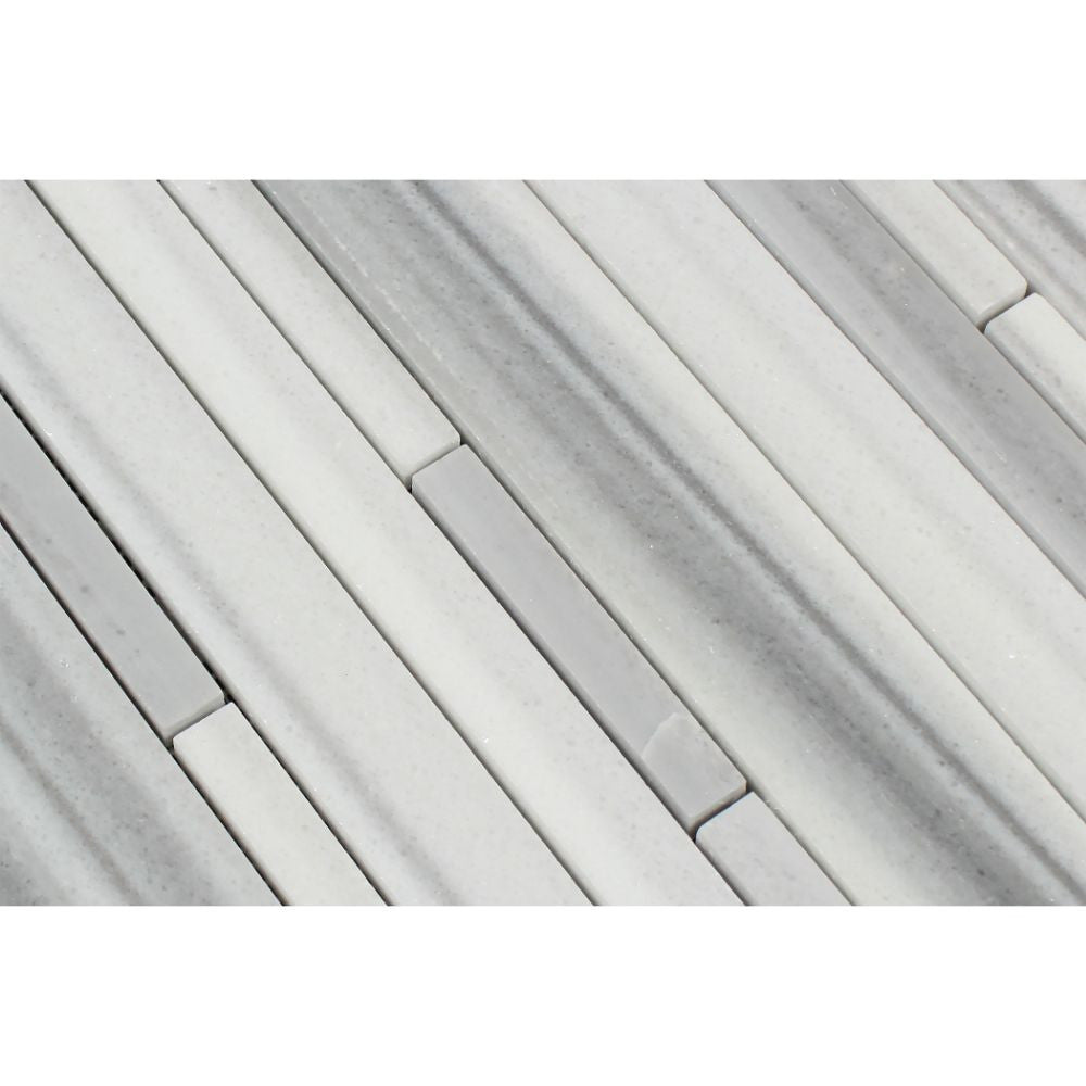 Mink (Marmara) Marble Polished Random Strip Mosaic Tile - Tilephile