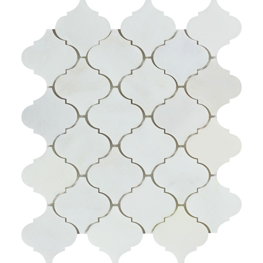 Oriental White Honed Marble Lantern Mosaic Tile Sample - Tilephile