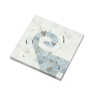 Oriental White Honed Marble Wave Corner w/ Blue-Gray Dots - Tilephile