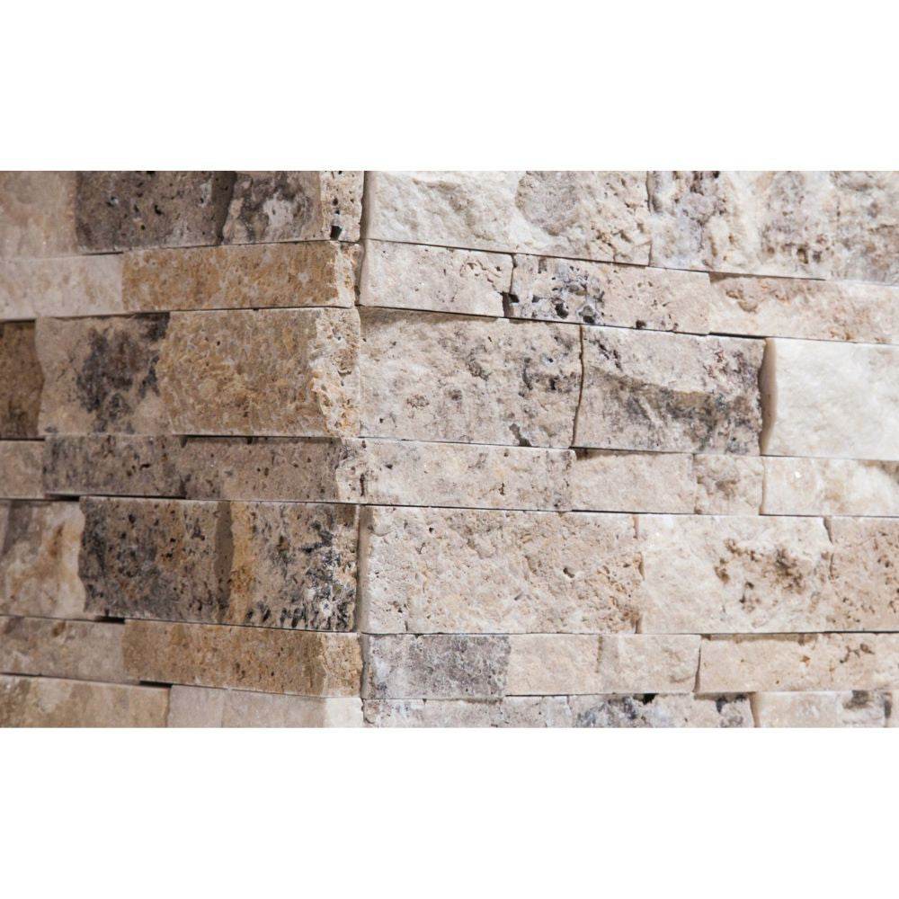 Philadelphia Split-faced Travertine Ledger Panel Corner - Tilephile