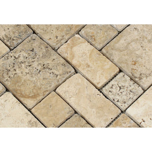 Philadelphia Tumbled Travertine Mini Pattern Mosaic Tile (Non-Interlocking) - Tilephile