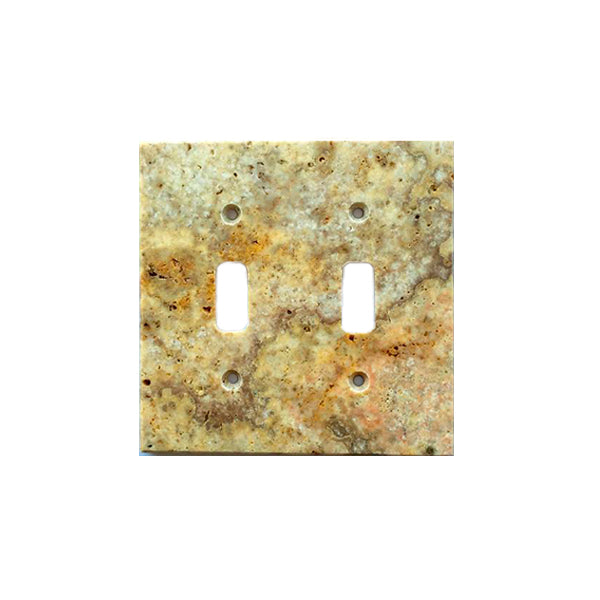 Scabos Travertine 2 Toggle Switch Plate Cover - Travertine Wall Plate