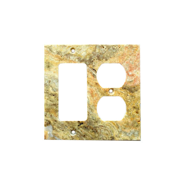 Scabos Travertine Rocker Duplex Switch Plate Cover - Travertine Wall Plate