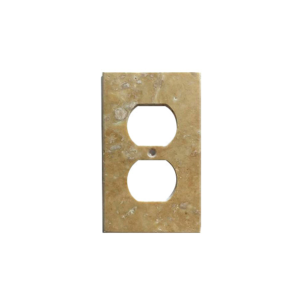 Light Walnut Travertine Single Duplex Switch Plate Cover - Travertine Wall Plate