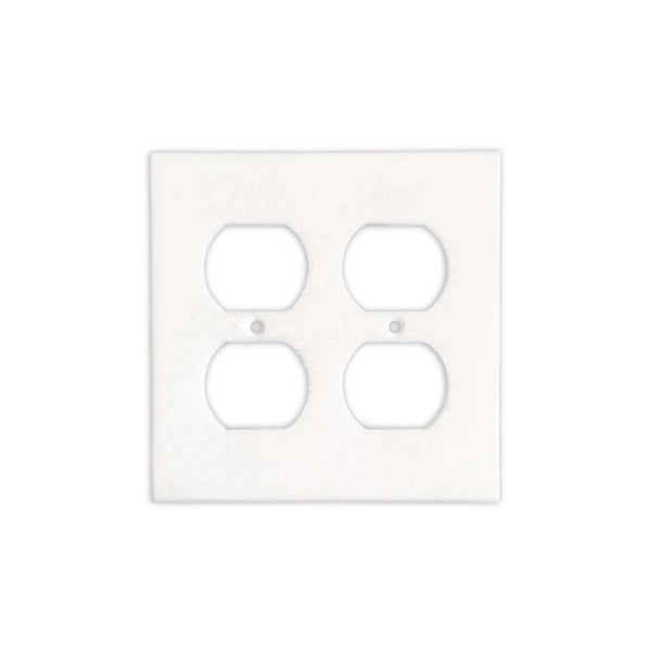 Thassos White Marble 2 Duplex Switch Plate Cover - Marble Wall Plate - Honed