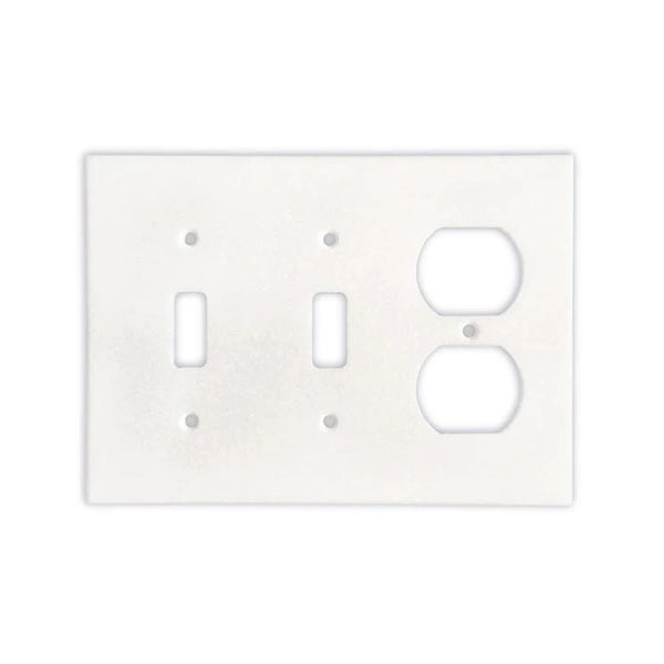 Thassos White Marble Double Toggle Duplex Switch Plate Cover - Marble Wall Plate - Honed
