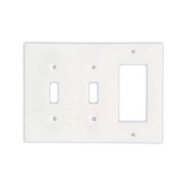 Thassos White Marble Double Toggle Rocker Switch Plate Cover - Marble Wall Plate - Honed