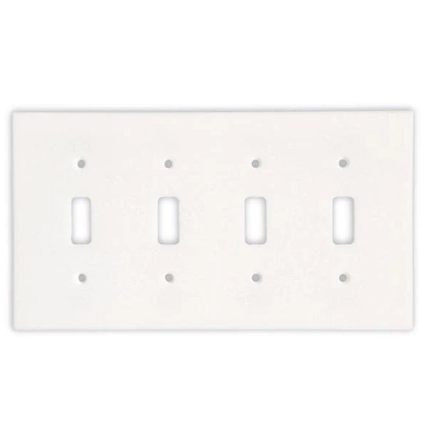 Thassos White Marble 4 Toggle Switch Plate Cover - Marble Wall Plate - Polished