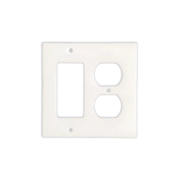 Thassos White Marble Rocker Duplex Switch Plate Cover - Marble Wall Plate - Honed
