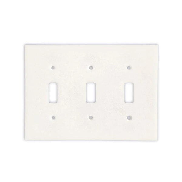 Thassos White Marble 3 Toggle Switch Plate Cover - Marble Wall Plate - Polished