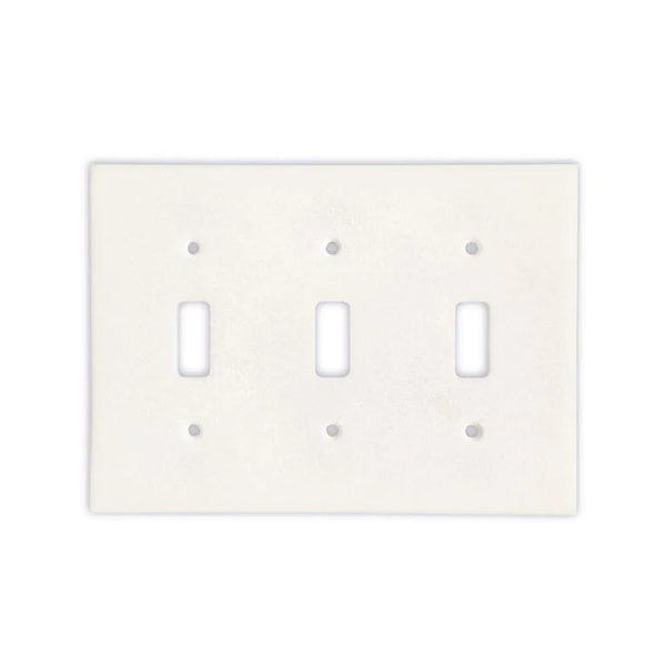 Thassos White Marble 3 Toggle Switch Plate Cover - Marble Wall Plate - Polished