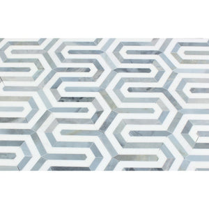 Thassos White Honed Marble Berlinetta Mosaic Tile (Thassos w/ Blue-Gray) - Tilephile
