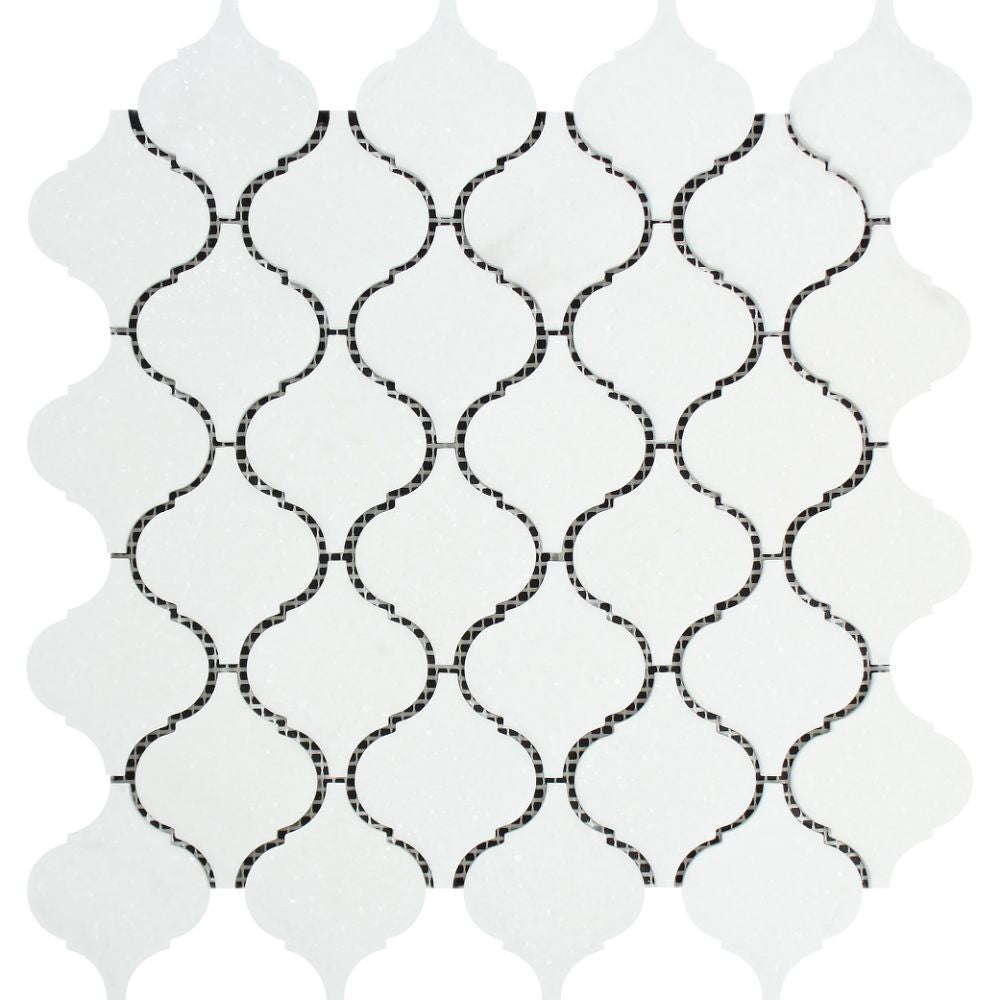 Thassos White Honed Marble Lantern Mosaic Tile - Tilephile