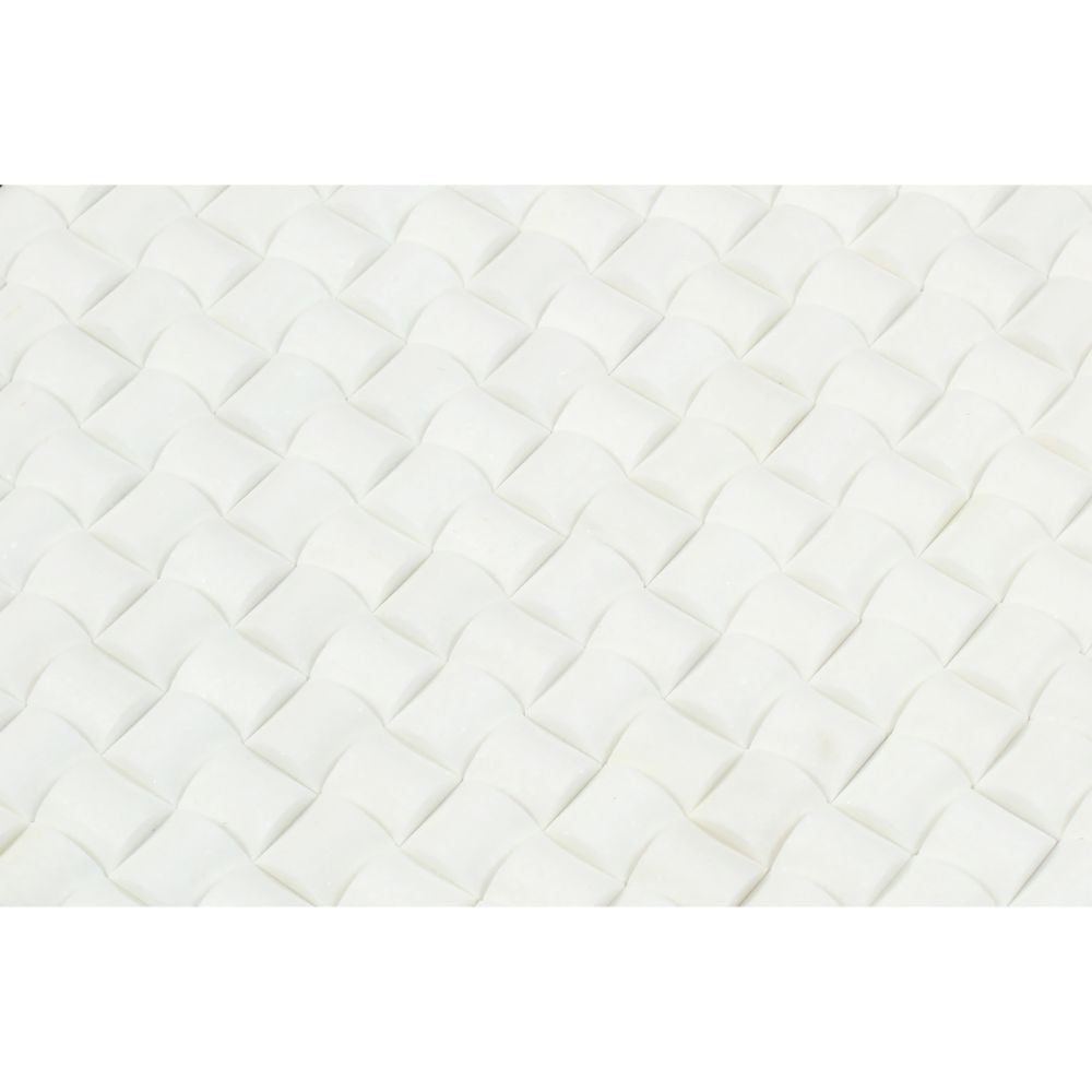 Thassos White Polished Marble 3-D Small Bread Mosaic Tile - Tilephile