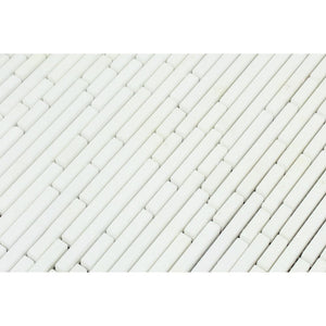 Thassos White Polished Marble Bamboo Sticks  Mosaic Tile - Tilephile