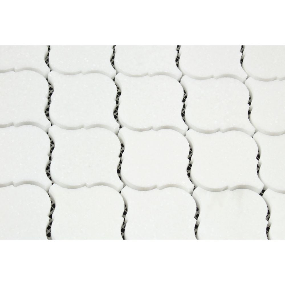Thassos White Polished Marble Lantern Mosaic Tile - Tilephile