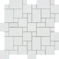 Thassos White Polished Marble Mini Versailles Pattern Mosaic Tile Samp ...