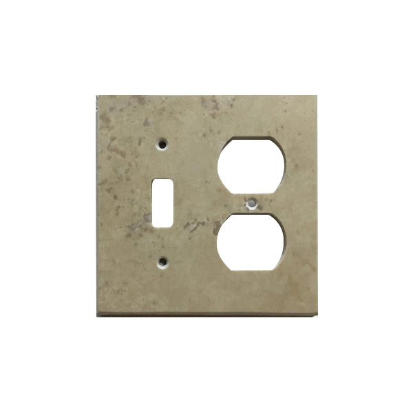 Light Walnut Travertine Toggle Duplex Switch Plate Cover - Travertine Wall Plate