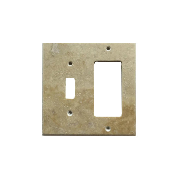 Light Walnut Travertine Toggle Rocker Switch Plate Cover - Travertine Wall Plate