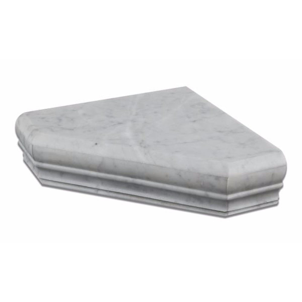 Bianco Carrara Marble Polished Hand-Made Custom Shower Corner Shelf - Tilephile
