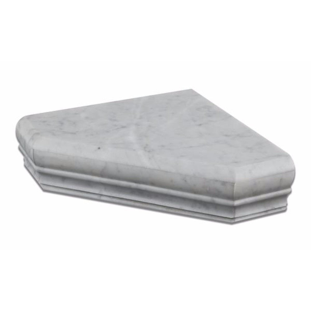 Bianco Carrara Marble Honed Hand-Made Custom Shower Corner Shelf - Tilephile
