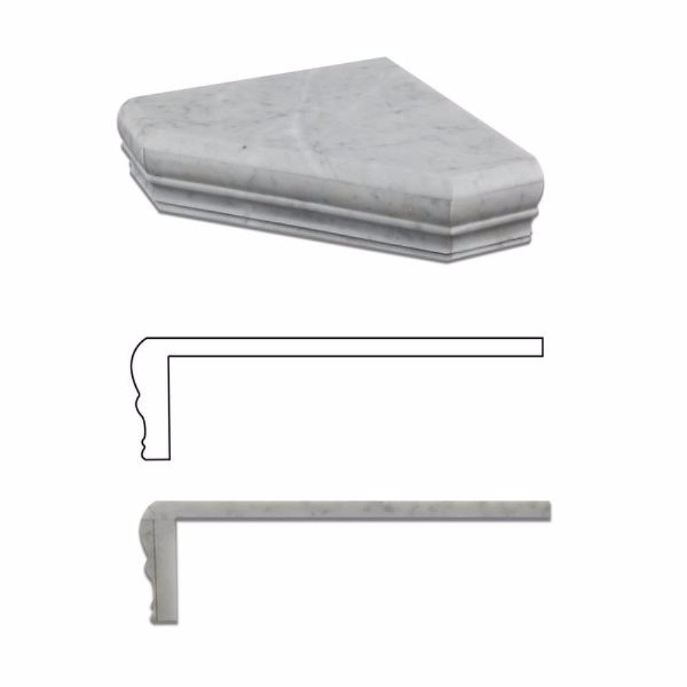 Bianco Carrara Marble Honed Hand-Made Custom Shower Corner Shelf - Tilephile